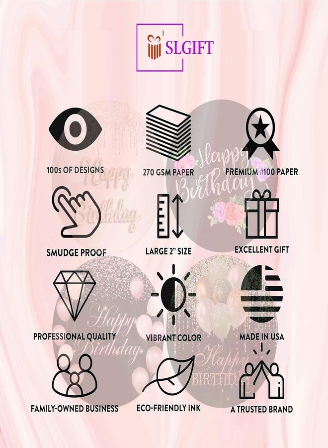 SLGIFT Vinyl Happy Birthday Theme Sticker, Self-Adhesive Vinyl Stickers, 40 Pieces, 2 x 2 Inches Round Sticker, 4 Unique Designs, R103 - Image 5